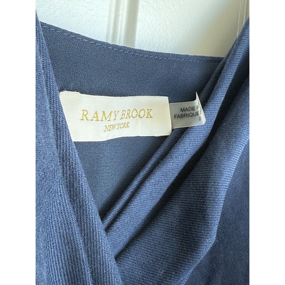 Ramy Brook May Ruched Ruffle Dress, 0 Linen Blend Mini Blue EUC - Picture 10 of 10